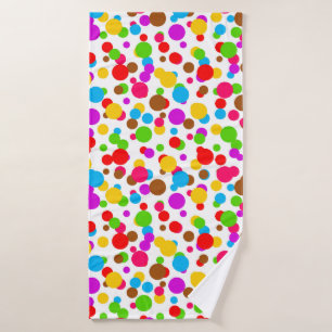 Colourful White Background Polka Dots Bath Towel