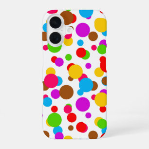 Colourful White Background Polka Dots iPhone 16 Case