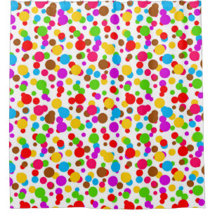 Colourful White Background Polka Dots Shower Curtain
