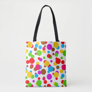 Colourful White Background Polka Dots Tote Bag
