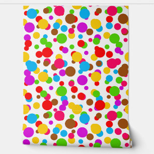 Colourful White Background Polka Dots Wallpaper