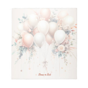 Colourful White Peach Floral Balloons Elegant Notepad