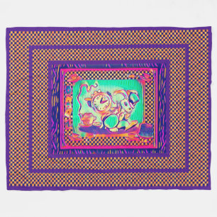 Colourful White Rabbit by Aleta Fleece Blanket