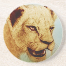 Colourful Wild Animal - Lion, SandStone Coaster