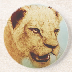 Colourful Wild Animal - Lion, SandStone Coaster