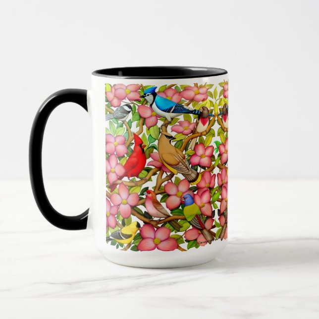 Colourful Wild Birds Art Coffee Mug (Left)