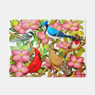 Colourful Wild Birds Art Doormat