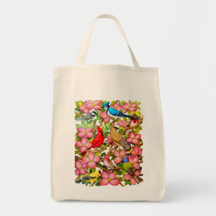 Colourful Wild Birds Grocery Tote Bag