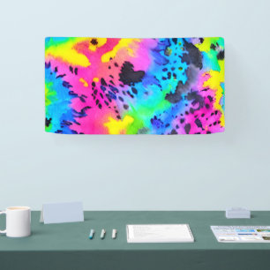 Colourful Wild Cheetah Tye Dye Pattern  Banner