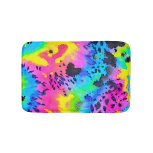 Colourful Wild Cheetah Tye Dye Pattern  Bath Mat