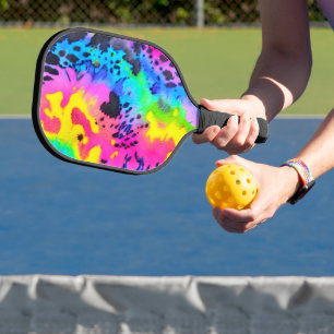 Colourful Wild Cheetah Tye Dye Pattern  Pickleball Paddle