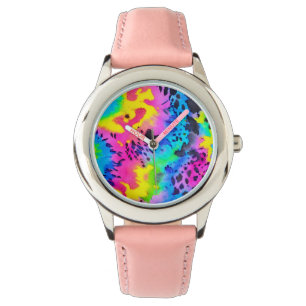 Colourful Wild Cheetah Tye Dye Pattern  Watch