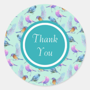 Colourful Wild Exotic Birds Thank You Classic Round Sticker