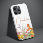Colourful Wild Flowers Country Botanical Name Case-Mate iPhone 14 Case<br><div class="desc">Colourful Wild Flowers Country Botanical Personalised Name iPhone Smartphone Phone Case features pretty country flowers in orange, yellow, purple and pink on a white background with your custom name in modern calligraphy script typography. Perfect gift for Christmas, birthday, Mother's Day, teacher appreciation and more. Designed for you by Evco Studio...</div>