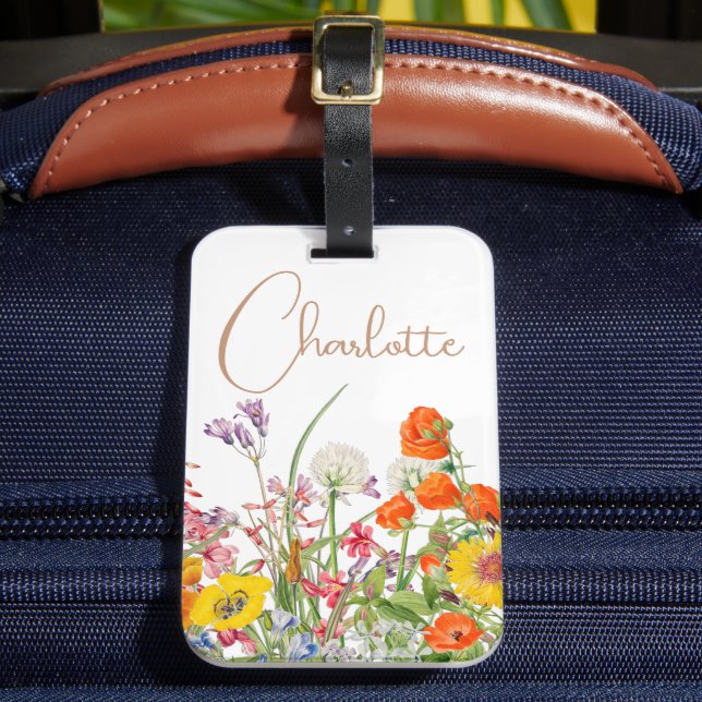 Colourful Wild Flowers Country Botanical Name Luggage Tag (Front Insitu 2)