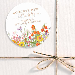 Colourful Wild Flowers Country Floral Goodbye Miss Classic Round Sticker
