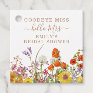 Colourful Wild Flowers Country Floral Goodbye Miss Favour Tags