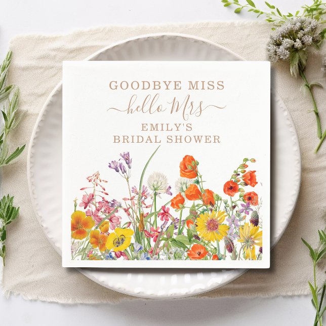 Colourful Wild Flowers Country Floral Goodbye Miss Napkin (Creator Uploaded)