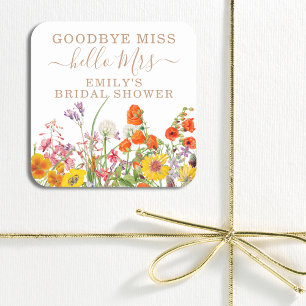 Colourful Wild Flowers Country Floral Goodbye Miss Square Sticker