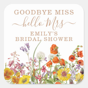 Colourful Wild Flowers Country Floral Goodbye Miss Square Sticker
