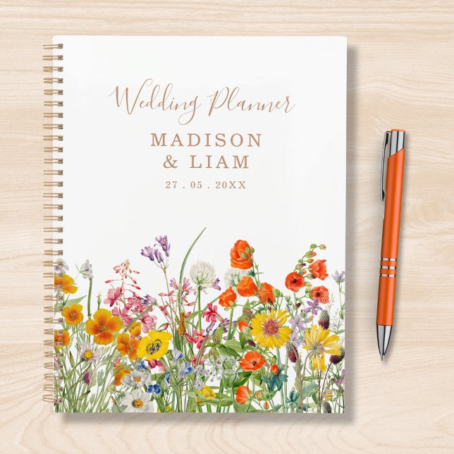 Colourful Wild Flowers Country Personalised Weddin Planner (Creator Uploaded)