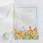 Colourful Wild Flowers Country Wedding Acrylic Invitations<br><div class="desc">Colourful Wild Flowers Country Wedding Acrylic Invitations features pretty country flowers in orange,  yellow,  purple and pink on an opaque background with your Wedding Invitation information in the centre. Personalise by editing the text in the text boxes. Designed for you by Evco Studio www.zazzle.com/store/evcostudio</div>