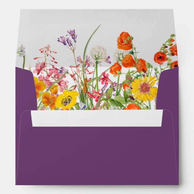Colourful Wild Flowers Country Wedding Envelope (Back (Bottom))