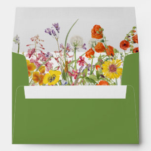 Colourful Wild Flowers Country Wedding Envelope