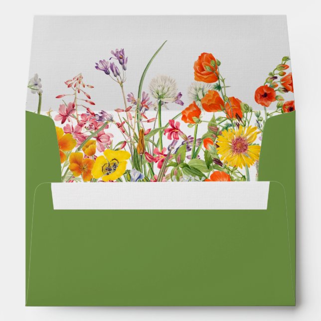 Colourful Wild Flowers Country Wedding Envelope (Back (Bottom))