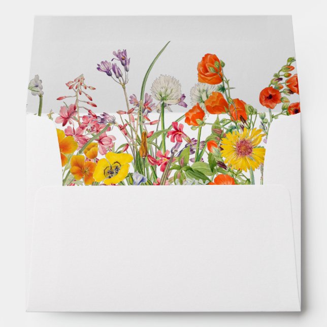 Colourful Wild Flowers Country Wedding Envelope (Back (Bottom))