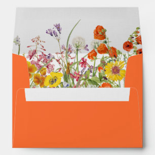 Colourful Wild Flowers Country Wedding Envelope