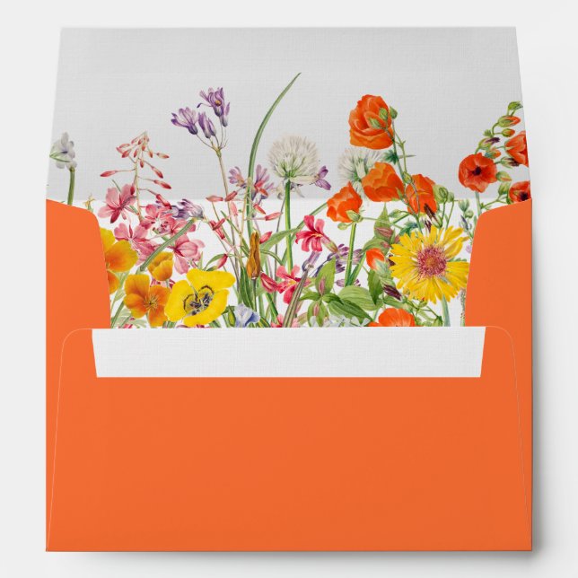Colourful Wild Flowers Country Wedding Envelope (Back (Bottom))