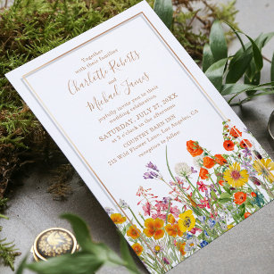 Colourful Wild Flowers Country Wedding Invitation