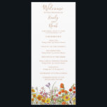 Colourful Wild Flowers Country Wedding Programme<br><div class="desc">Colourful Wild Flowers Country Wedding Program features pretty country flowers in orange, yellow, purple and pink on a white background with your order of ceremony on the front and wedding party and thank you on the reverse in modern gold calligraphy script. Personalise by editing the text in the text boxes....</div>