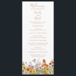 Colourful Wild Flowers Country Wedding Programme<br><div class="desc">Colourful Wild Flowers Country Wedding Program features pretty country flowers in orange, yellow, purple and pink on a white background with your order of ceremony on the front and wedding party and thank you on the reverse in modern gold calligraphy script. Personalise by editing the text in the text boxes....</div>