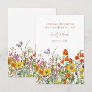 Colourful Wild Flowers Country Wedding Thank You Card