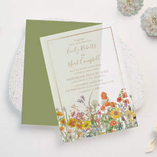 Colourful Wild Flowers Country Wedding Vellum Invitations