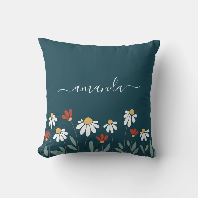 Colourful wild flowers cushion (Front)