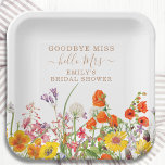Colourful Wild Flowers Goodbye Miss Bridal Shower Paper Plate<br><div class="desc">Colourful Wild Flowers Country Wedding Goodbye Miss Bridal Shower Paper Party Plates features pretty country flowers in orange, yellow, purple and pink on a white background with your custom information. Perfect for your special Hen's Party, Bachelorette Party, Bridal Shower, Pamper Party, Bachelorette Weekend and wedding celebration with modern botanical flowers...</div>