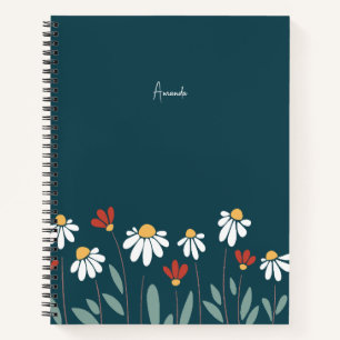 Colourful wild flowers notebook