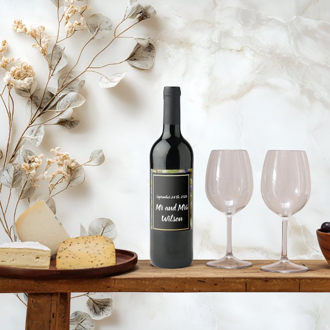 Colourful Wild Flowers  Wedding Wine Labels (Creator Uploaded)