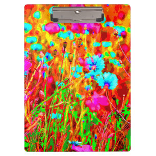 Colourful Wild Meadow in Bloom Pop Art Style Clipboard