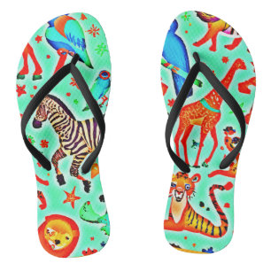 Colourful Wild Wonder Animal Kingdom Jandals