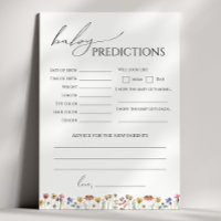 Colourful Wildflow Baby Shower Predictions Card
