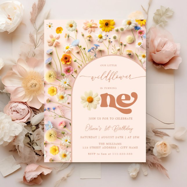 Colourful Wildflower 1st Birthday Invitation (Creator Uploaded)