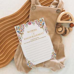 Colourful Wildflower Baby Advice & Wishes Game Car Invitation