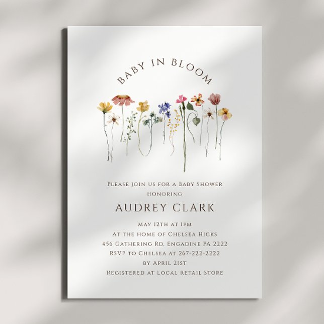 Colourful Wildflower Baby in Bloom Baby Shower Invitation (Creator Uploaded)