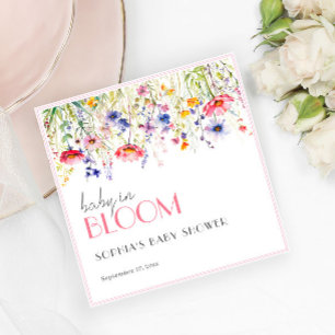 Colourful Wildflower Baby in Bloom Baby Shower Napkin