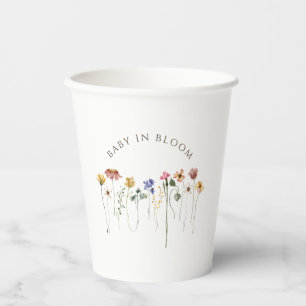 Colourful Wildflower Baby In Bloom Baby Shower Paper Cups