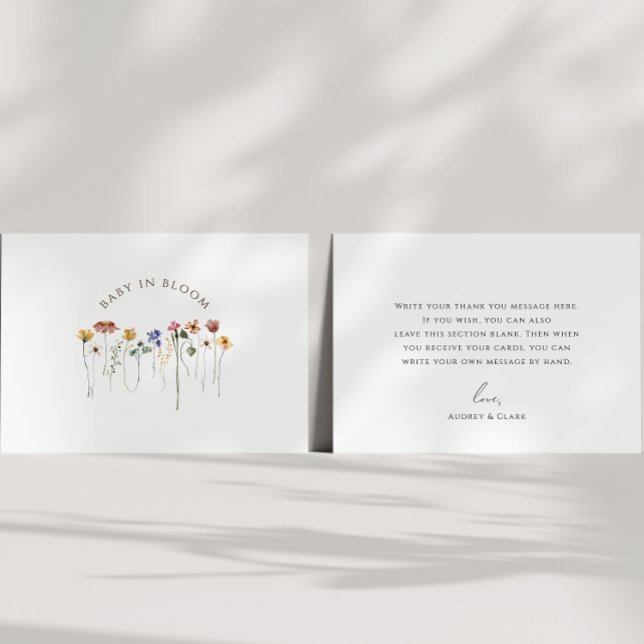 Colourful Wildflower Baby In Bloom Baby Shower Thank You Card (Creator Uploaded)
